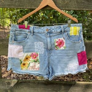 Terra & Sky Floral Patch Jean Shorts